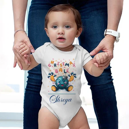 Christmas Ball Customized Photo Printed Infant Romper for Boys & Girls
