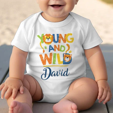 Young And Wild Customized Photo Printed Infant Romper for Boys & Girls