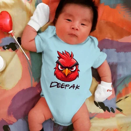 Red Bird Face Customized Photo Printed Infant Romper for Boys & Girls