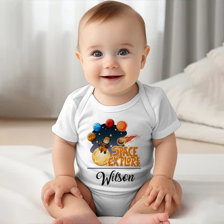 Space Explorer  Customized Photo Printed Infant Romper for Boys & Girls