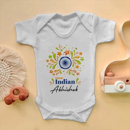 Proud Indian Customized Photo Printed Infant Romper for Boys & Girls
