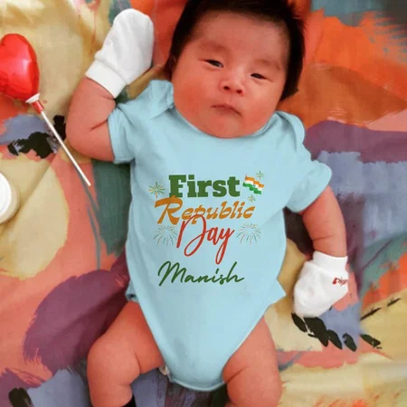 First Republic Day Customized Photo Printed Infant Romper for Boys & Girls