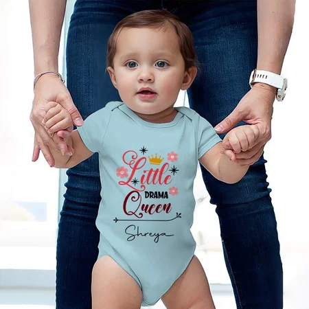 Little Drama Queen Customized Photo Printed Infant Romper for Boys & Girls