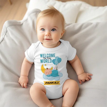 Welcome To The World Customized Photo Printed Infant Romper for Boys & Girls