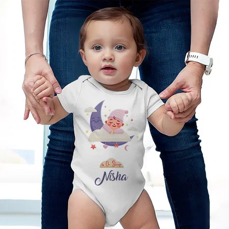 On Sleep Customized Photo Printed Infant Romper for Boys & Girls