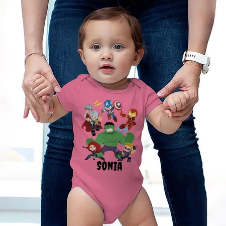 Superhero Customized Photo Printed Infant Romper for Boys & Girls
