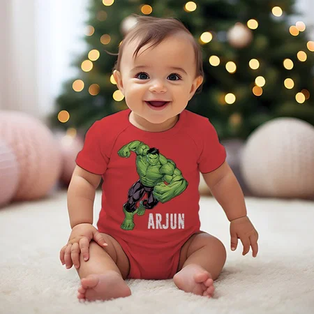 Superhero Customized Photo Printed Infant Romper for Boys & Girls