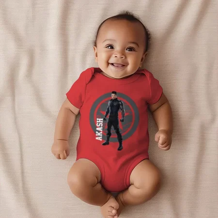 Superhero Customized Photo Printed Infant Romper for Boys & Girls
