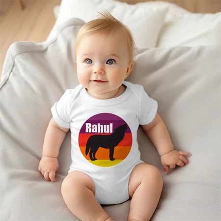 Lone Wolf Customized Photo Printed Infant Romper for Boys & Girls