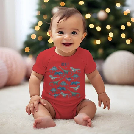 Dino Zoo Customized Photo Printed Infant Romper for Boys & Girls