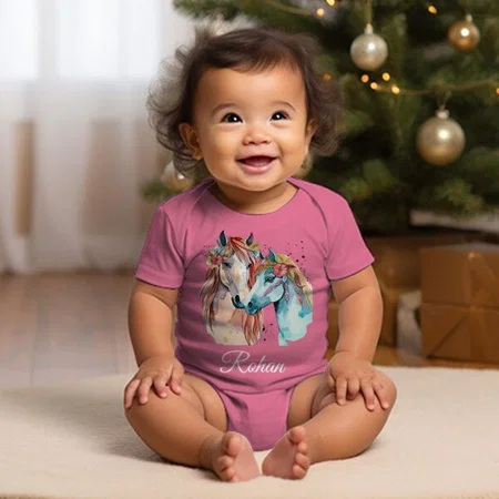 Horses Customized Photo Printed Infant Romper for Boys & Girls