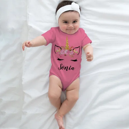 Unicorn Customized Photo Printed Infant Romper for Boys & Girls