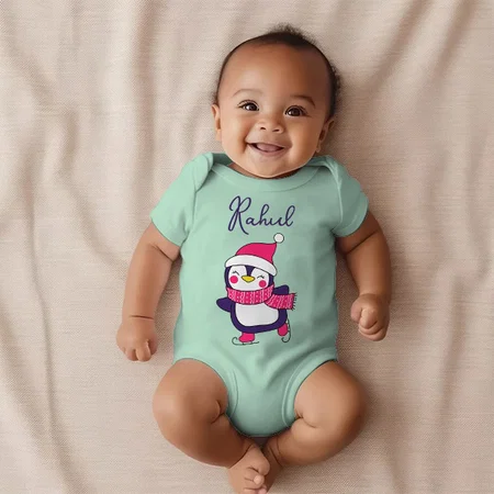 Penguin Customized Photo Printed Infant Romper for Boys & Girls