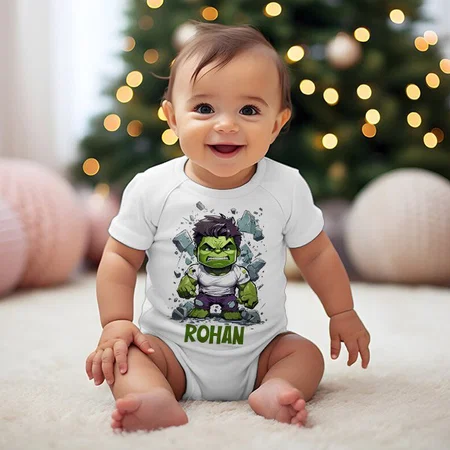 Superhero Customized Photo Printed Infant Romper for Boys & Girls