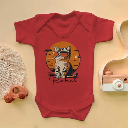 Cool Cat Customized Photo Printed Infant Romper for Boys & Girls