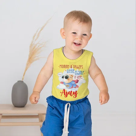 Little Superhero Champ Customized Kid’s Cotton Vest Tank Top
