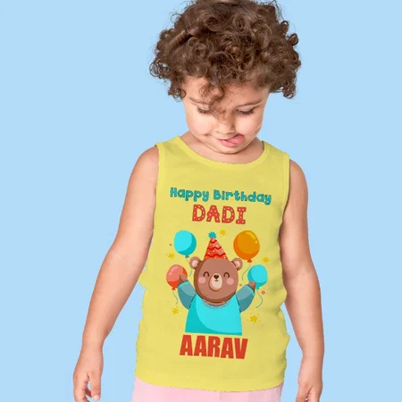 Happy Birthday Dadi Grandmother Customized Kid’s Cotton Vest Tank Top
