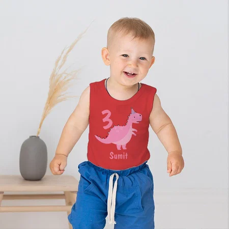 Birthday Dinosaur Customized Kid’s Cotton Vest Tank Top