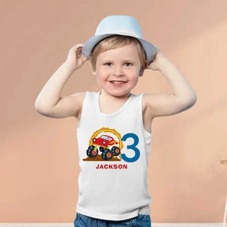 Monster Truck Rally Boy Customized Kid’s Cotton Vest Tank Top