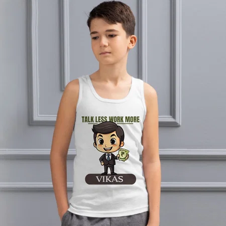 Talk Less Work More Customized Kid’s Cotton Vest Tank Top