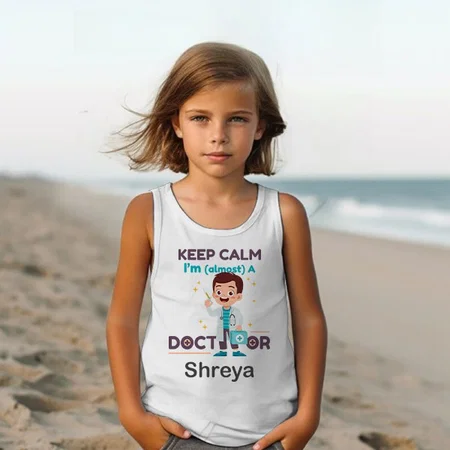 Keep Calm I'm Almost a Doctor Customized Kid’s Cotton Vest Tank Top