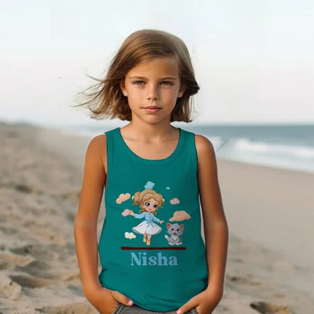 Cute Girl Dancing Customized Kid’s Cotton Vest Tank Top