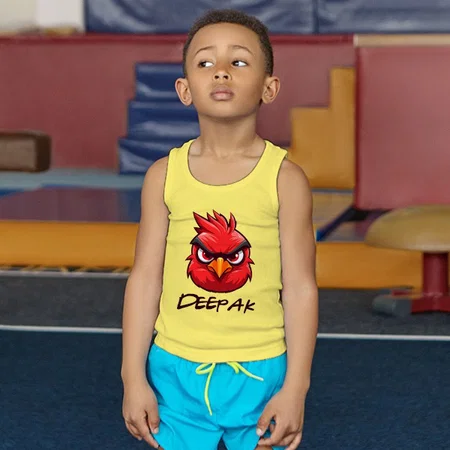 Red Bird Face Customized Kid’s Cotton Vest Tank Top