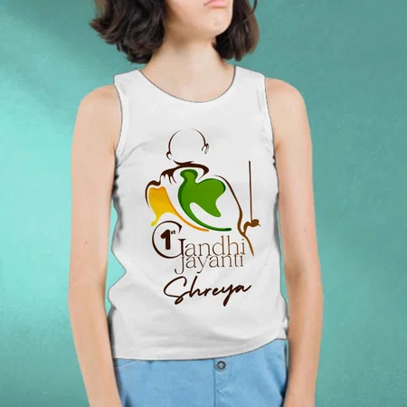 1st Gandhi Jayanti Customized Kid’s Cotton Vest Tank Top