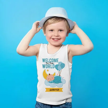 Welcome To The World Customized Kid’s Cotton Vest Tank Top