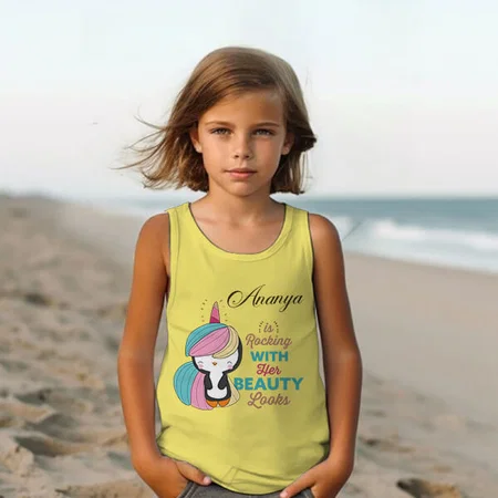 Rocking With Her Beauty Looks  Customized Kid’s Cotton Vest Tank Top