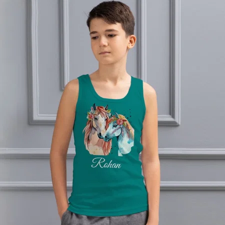 Horses Customized Kid’s Cotton Vest Tank Top