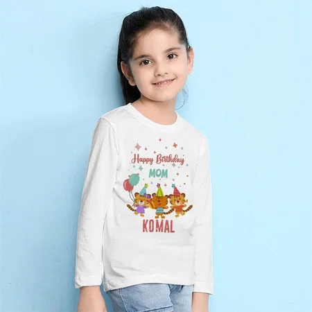Happy Birthday Mom Customized Full Sleeve Kid’s Cotton T-Shirt
