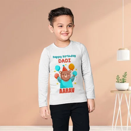 Happy Birthday Dadi Grandmother Customized Full Sleeve Kid’s Cotton T-Shirt