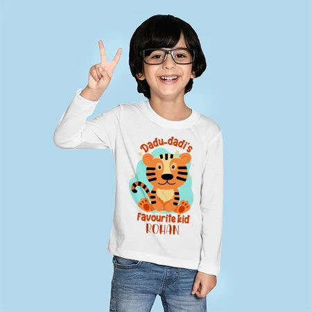 Dadu Dadi's Favortite Kid Customized Full Sleeve Kid’s Cotton T-Shirt