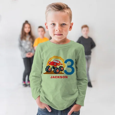 Monster Truck Rally Boy Customized Full Sleeve Kid’s Cotton T-Shirt