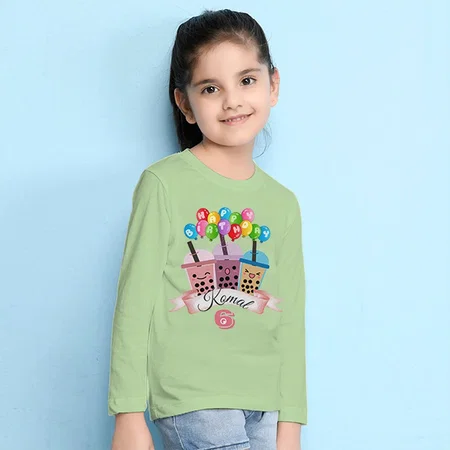 Happy Birthday Customized Full Sleeve Kid’s Cotton T-Shirt