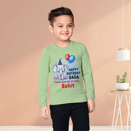 Happy Birthday Dada Customized Full Sleeve Kid’s Cotton T-Shirt