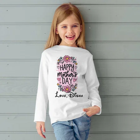 Floral Mother's Day Customized Full Sleeve Kid’s Cotton T-Shirt