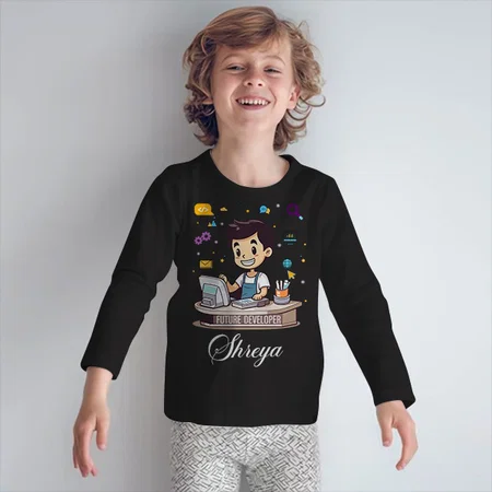 Future Developer Customized Full Sleeve Kid’s Cotton T-Shirt