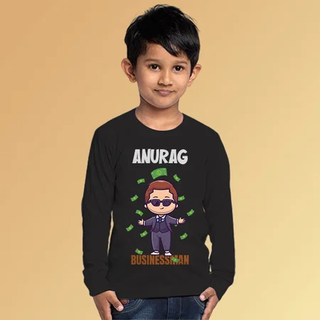 Businessman Customized Full Sleeve Kid’s Cotton T-Shirt