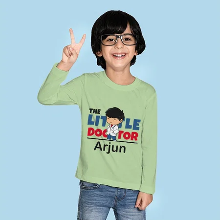 The Little Doctor Customized Full Sleeve Kid’s Cotton T-Shirt