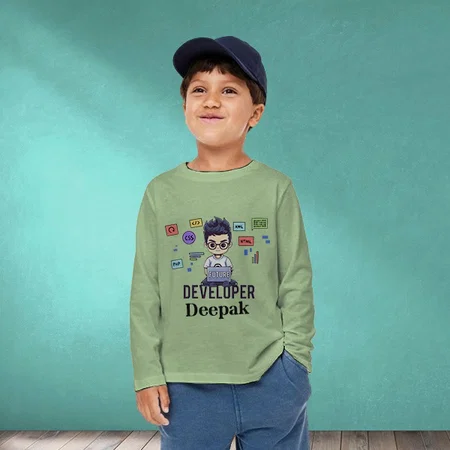 Future Developer Customized Full Sleeve Kid’s Cotton T-Shirt
