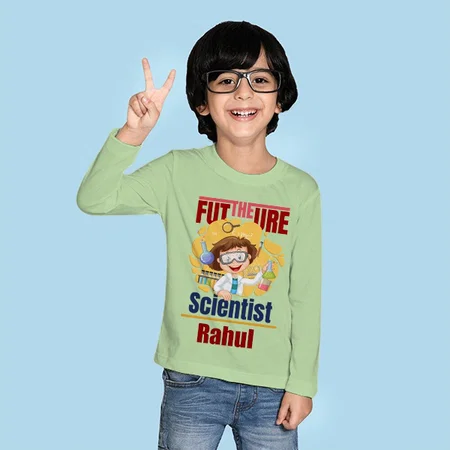 The Future Scientist Customized Full Sleeve Kid’s Cotton T-Shirt