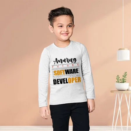 Future Software Developer Customized Full Sleeve Kid’s Cotton T-Shirt