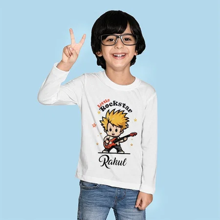 Little Rockstar Customized Full Sleeve Kid’s Cotton T-Shirt