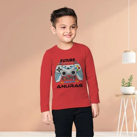Future Game Developer Customized Full Sleeve Kid’s Cotton T-Shirt