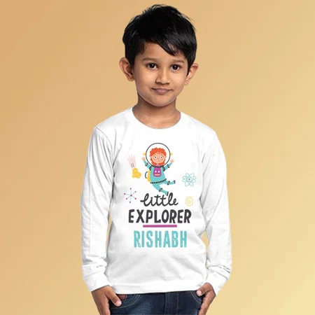 Little Explorer Customized Full Sleeve Kid’s Cotton T-Shirt
