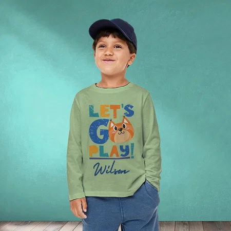 Let's Go Play Customized Full Sleeve Kid’s Cotton T-Shirt
