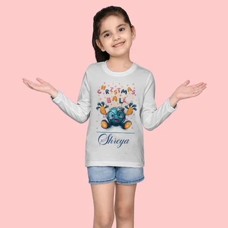 Christmas Ball Customized Full Sleeve Kid’s Cotton T-Shirt