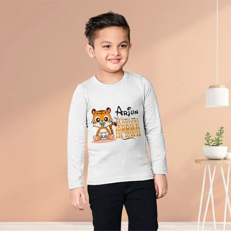 Coolest Toddler In Town Customized Full Sleeve Kid’s Cotton T-Shirt